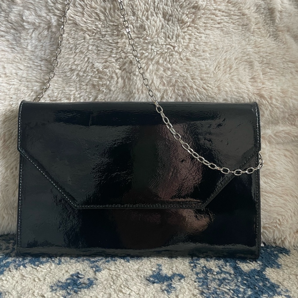 GENUINE LEATHER halogen black clutch